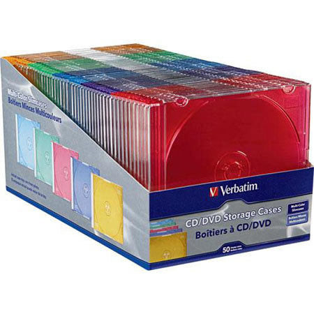 Verbatim CD / DVD Color Slim Cases, Pack of 50