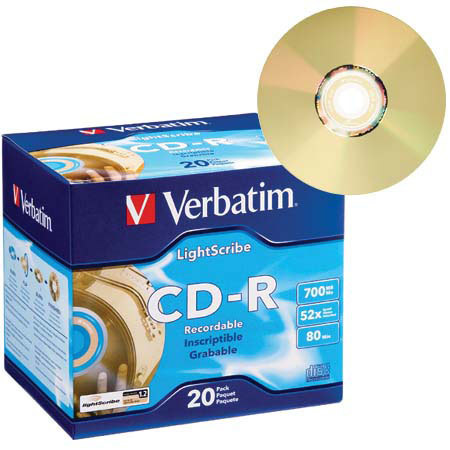 Verbatim 95092 CD-R 80 min,700MB LightScribe, 20 Pack
