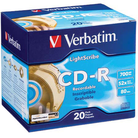 Verbatim 95092 CD-R 80 min,700MB LightScribe, 20 Pack