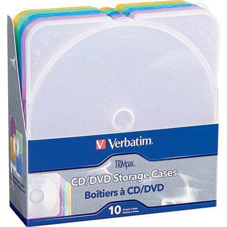 Verbatim 93804 Trimpak Color CD / DVD Cases, Pack of 10
