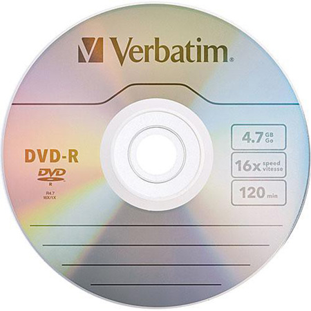 Verbatim 95099 DVD-R, 4.7GB, Branded, 25 Pack Slim Case