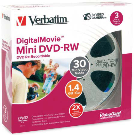 Verbatim 95415 DVD-RW Mini Media,1.4GB Camcorders, 3