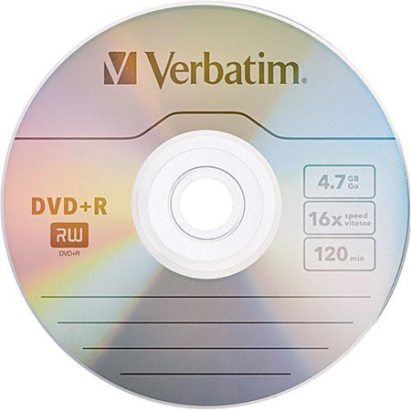 Verbatim 95033 DVD+R Recordable Media 4.7GB Branded, 25
