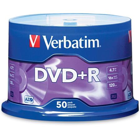 Verbatim 95037 DVD+R Plus Recordable Media 4.7GB, 50