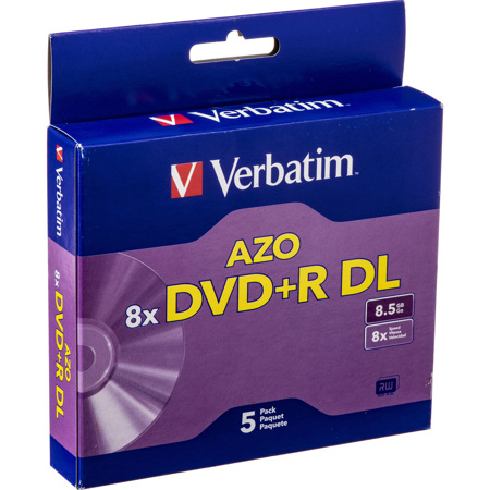 Verbatim DVD+R Media, Dual Layer 8.5 GB, 8x Branded, 5 Pack in Jewel Case