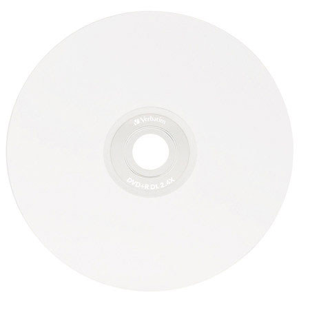 Verbatim DVD+R Double Layer, 8.5GB, 2.4X, White Thermal Printable, 50/Spindle