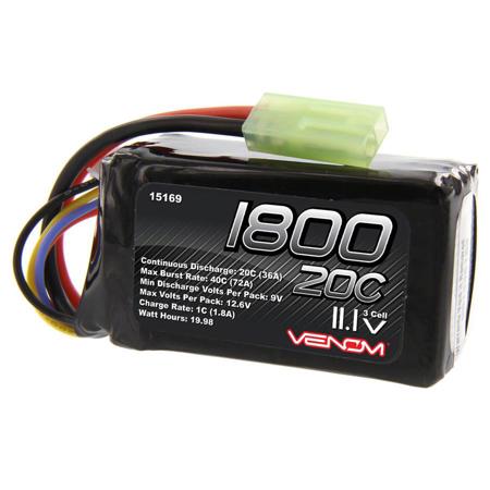 Venom 20C 3S 1800mAh 11.1V LiPO Battery with Mini Tamiya Plug