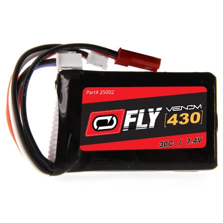 Venom Fly 30C 2S 430mAh 7.4V LiPo Battery with JST and E-Flite JST-PH Plugs
