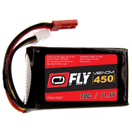 Venom Fly 70C 3S 450mAh 11.1V LiPo Battery with JST Plug