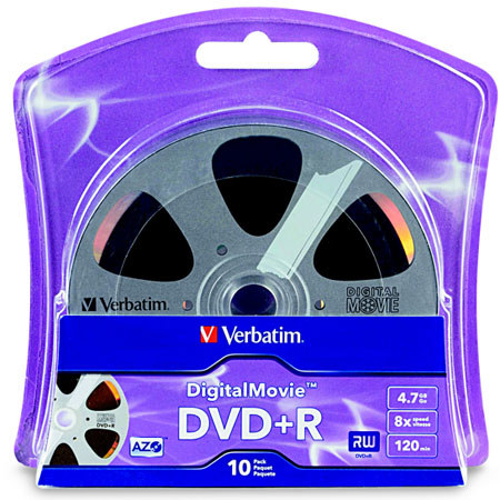 Verbatim DigitalMovie 96857 DVD+R Media, 4.7GB, 10 Pack