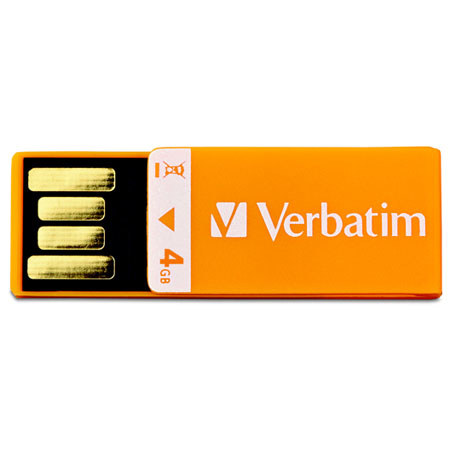 Verbatim 4GB Clip-it USB Drive, USB 2.0, Orange