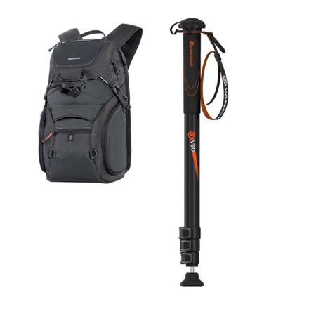 Vanguard Adaptor 46 Camera Backpack Black W/ Vanguard VEO AM-324 4 Section Monop