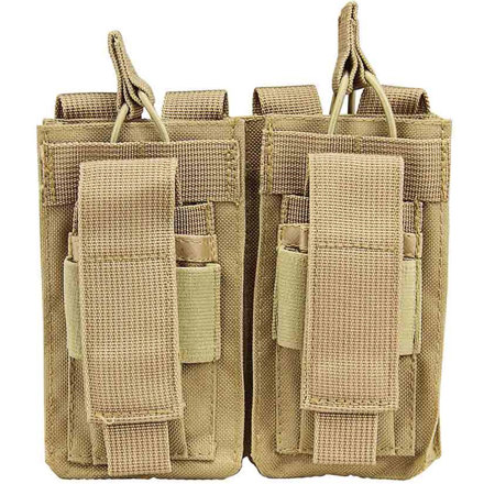 NcSTAR Vism Double Magazine Pouch, for Two 5.56/223, or 7.62x39 Double Stack Magazines, Tan.