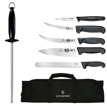 Victorinox Natural 7-Piece Competition BBQ Set, Black Fibrox Pro Handles