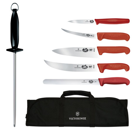Victorinox Master 7-Piece Competition BBQ Set, Red Fibrox Pro Handles