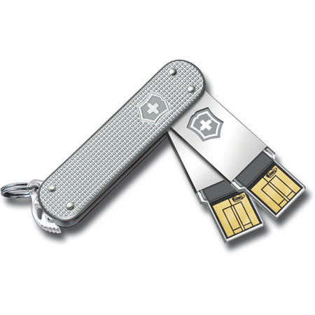 Victorinox Swiss Army Slim Flight Alox Duo 2x64GB USB Flash Drive, Silver