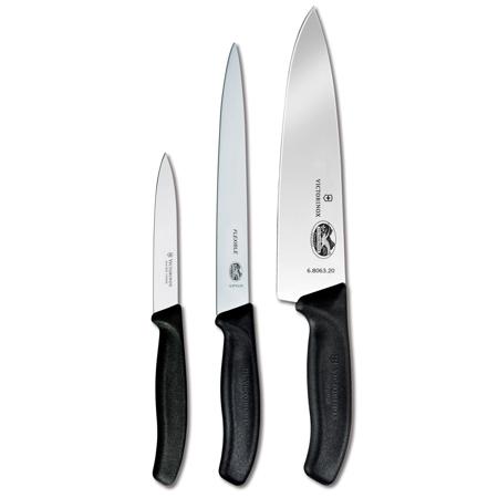 Victorinox Stainless Steel Knife Set with Patented Fibrox Handle, 3-Pieces