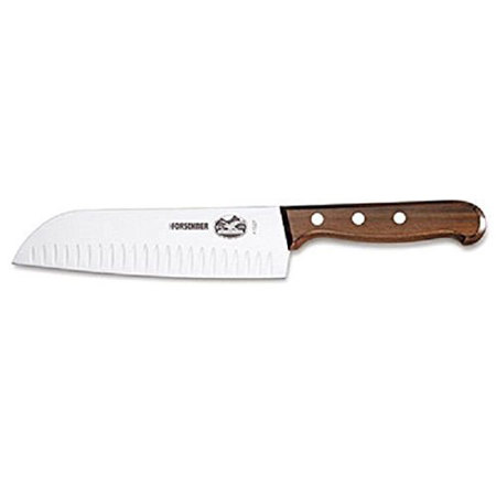 Victorinox 7" Stamped Santoku Knife with 1" Rosewood Handle, Granton Edge