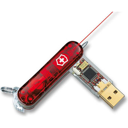 Victorinox Swiss Army Flash Flight Laser 4GB USB Flash Drive, Ruby