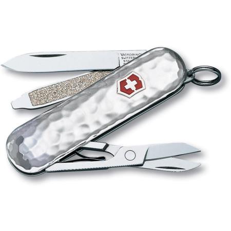 Victorinox Swiss Army 58mm/2.28in Classic SD Sterling Hammered Knife, Silver