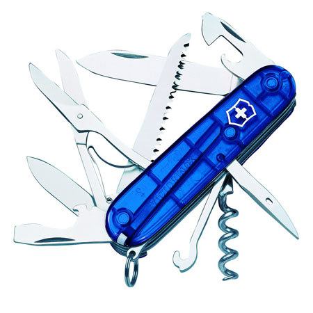 Victorinox Swiss Army 91mm/3.58in Huntsman Pocket Knife, Translucent Sapphire