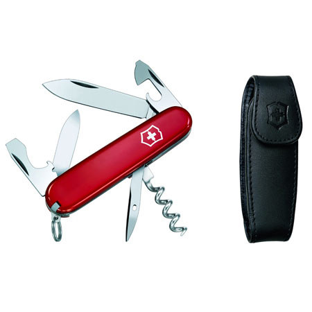 Victorinox Swiss Army 91mm/3.58in Spartan Pocket Knife with Pouch, Red