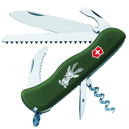 Victorinox Swiss Army 111mm Hunter Lockblade Pocket Knife, Olive Drab