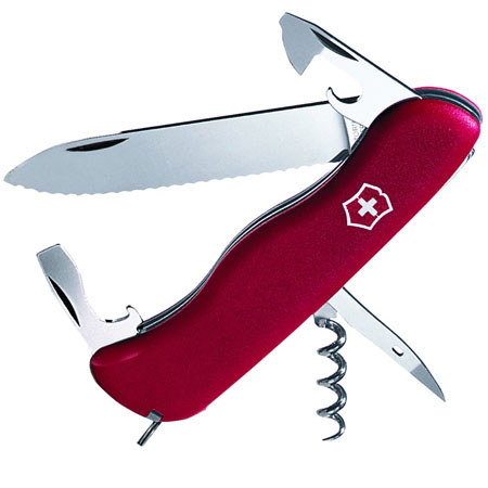 Victorinox Swiss Army 111mm Picnicker Lockblade Pocket Knife, Red
