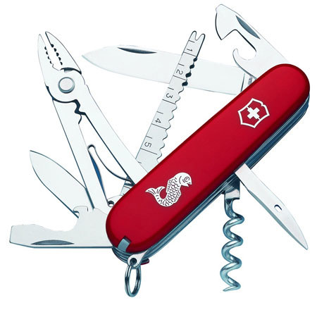 Victorinox Swiss Army 91mm Angler Pocket Knife, Red