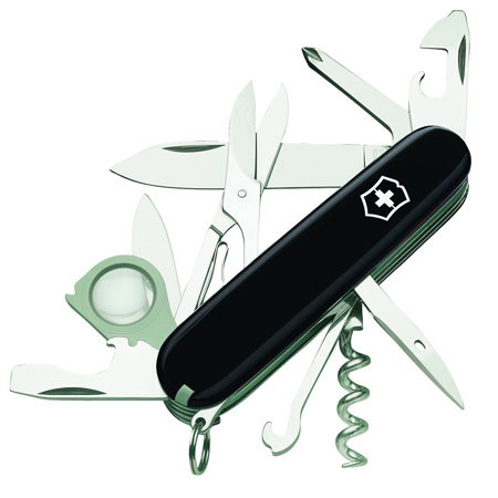 Victorinox Swiss Army 91mm Explorer Pocket Knife, Black
