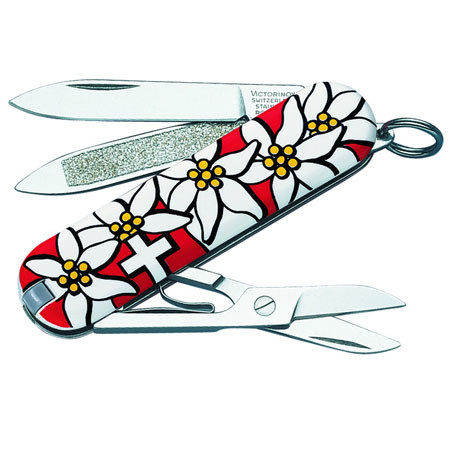 Victorinox Swiss Army Classic Edelweiss Pocket Knife, Red