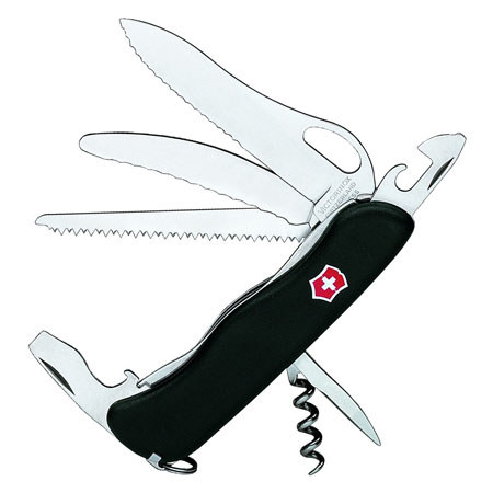 Victorinox Swiss Army One-Hand Fireman Pocket Knife, Black