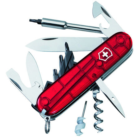 Victorinox Swiss Army CyberTool 29 Translucent Pocket Knife, Ruby