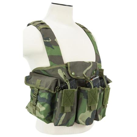 NcSTAR Vism AK Chest Rig with 3x Double AK Magazine Pouches, Woodland Camo