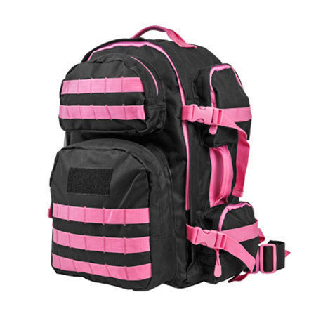 NcSTAR Vism Tactical Backpack, Black with Pink Trim