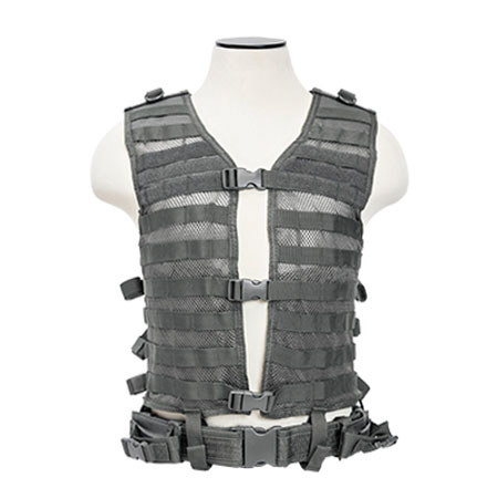 NcSTAR Vism PAL/MOLLE Modular Vest, Fits Medium-XL+ T-Shirt Sizes, Urban Gray