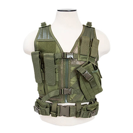 NcSTAR Vism Children's Tactical Vest, Fits X-Small to Small T-Shirt Sizes, Green