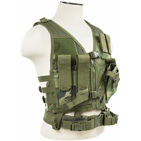 NcSTAR Vism Tactical Vest, Fits X-Small to Small, Woodland Camo