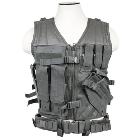 NcSTAR Vism Large Tactical Vest, Fits X-Large to XX-Large+ T-Shirt Sizes, Urban Gray