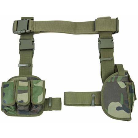 NcSTAR Vism 3 Piece Right Hand Drop Leg Holster and Mag Pouch, Woodland Camo