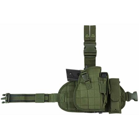 NcSTAR Vism Drop Leg Holster with Panel and Magazine Pouch, Right Hand, Green
