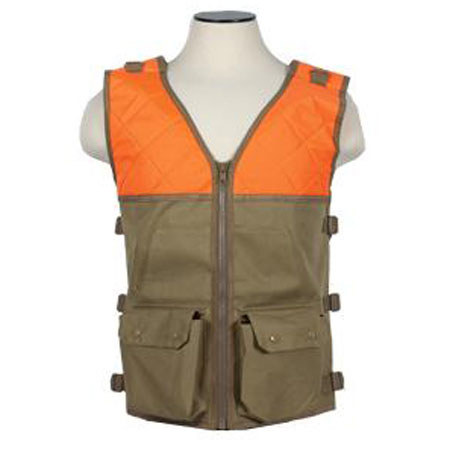 Hunting Vest, Fully Adjustable Shoulders and Side Cinch Straps, Blaze Orange & Tan