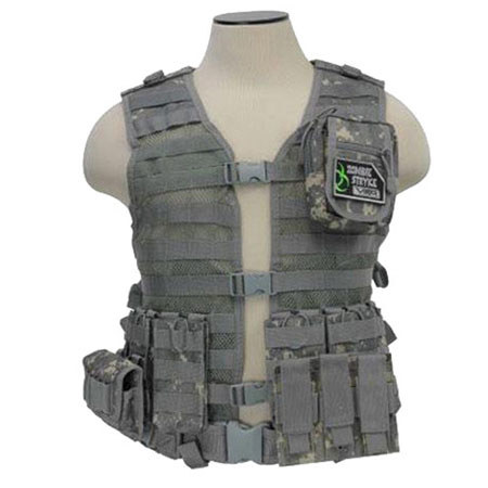NcSTAR Vism Zombie Rezurrection Alpha Kit with Vest, MOLLE Panel, 4 Pouches, Digital Camo
