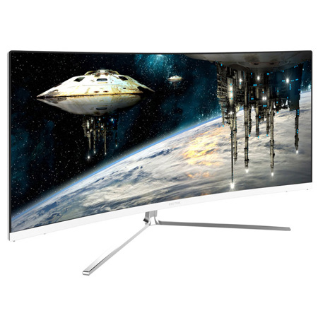 Viotek GN34CW 34" 21:9 Ultrawide QHD 100Hz Curved Monitor with FreeSync, White