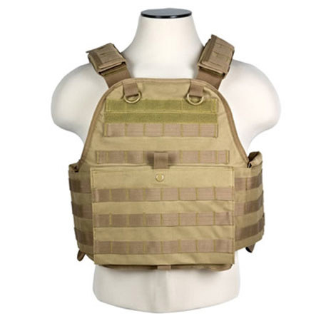 NcSTAR Vism Plate Carrier Vest, Fits Medium to 2X-Large, Tan