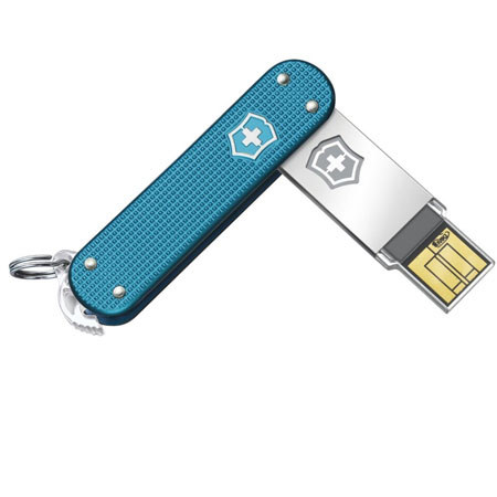 Victorinox Swiss Army Alox Slim 16GB USB 2.0 Flash Drive, Blue