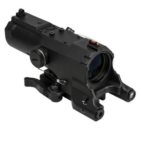 NcSTAR Vism 4x34 ECO MOD2 Riflescope, Black w/Blue Illum UT Reticle, Green Laser