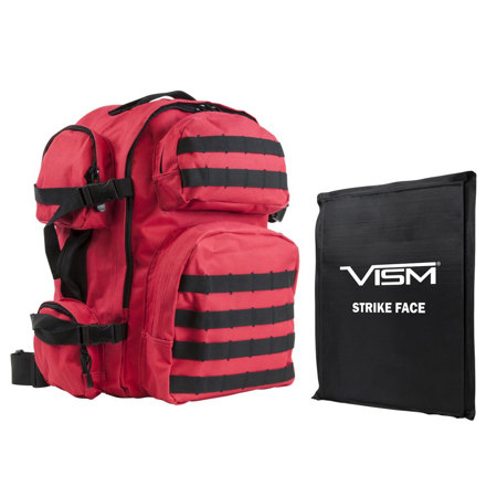 NcSTAR Vism Tactical Backpack, 10x12" Soft Ballistic Panel, Red with Black Trim