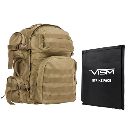 NcSTAR Vism Tactical Backpack with 10x12" Soft Ballistic Panel, Tan