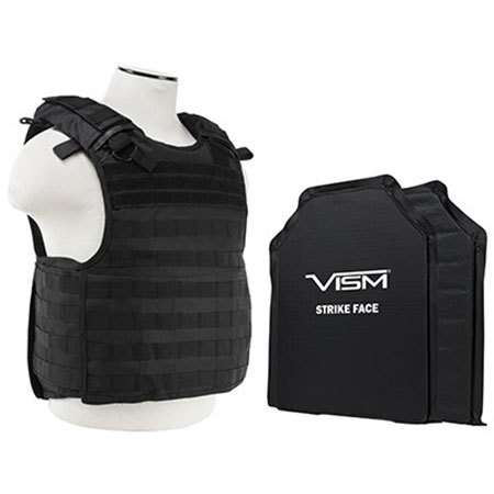 NcSTAR Vism Quick Release Ballistic Plate Carrier Vest with 11x14" Soft Panels, Fits Medium - 2XL, Black
